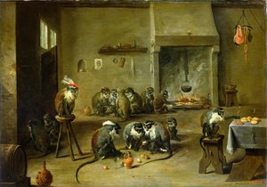 Scimmie in una cucina, c.1645